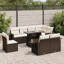   vidaXL 9 részes barna polyrattan kerti ülőgarnitúra párnákkal