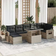   vidaXL 8 részes világosszürke polyrattan kerti ülőgarnitúra párnával