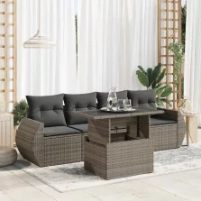   vidaXL 5 részes szürke polyrattan kerti ülőgarnitúra párnákkal