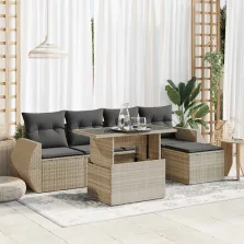  vidaXL 6 részes világosszürke polyrattan kerti ülőgarnitúra párnákkal
