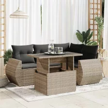   vidaXL 5 részes szürke polyrattan kerti ülőgarnitúra párnákkal