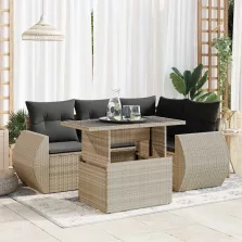  vidaXL 5 részes világosszürke polyrattan kerti ülőgarnitúra párnákkal