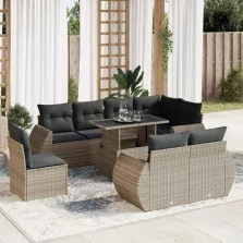   vidaXL 9 részes szürke polyrattan kerti ülőgarnitúra párnákkal