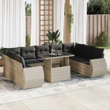   vidaXL 10 részes világosszürke polyrattan kerti ülőgarnitúra párnákkal