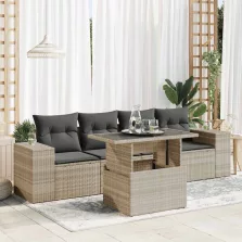   vidaXL 5 részes világosszürke polyrattan kerti ülőgarnitúra párnákkal