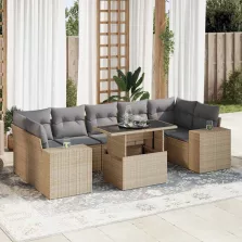   vidaXL 8 részes bézs polyrattan kerti ülőgarnitúra párnával