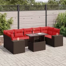   vidaXL 8 részes barna polyrattan akácfa kerti ülőgarnitúra párnákkal