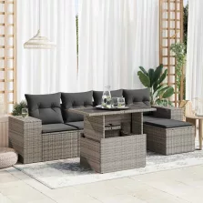   vidaXL 6 részes szürke polyrattan kerti ülőgarnitúra párnákkal