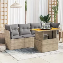   vidaXL 5 részes bézs polyrattan kerti ülőgarnitúra párnákkal