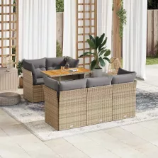  vidaXL 6 részes bézs polyrattan kerti ülőgarnitúra párnával