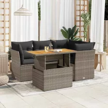   vidaXL 5 részes szürke polyrattan kerti ülőgarnitúra párnákkal