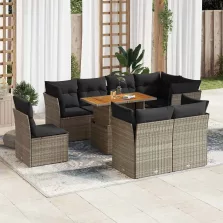   vidaXL 9 részes szürke polyrattan kerti ülőgarnitúra párnákkal