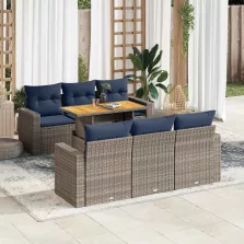   vidaXL 7 részes szürke polyrattan kerti ülőgarnitúra párnákkal