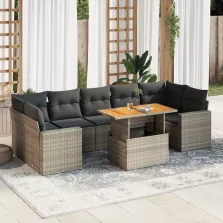   vidaXL 8 részes szürke polyrattan kerti ülőgarnitúra párnákkal