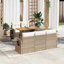   vidaXL 6 részes bézs polyrattan kerti ülőgarnitúra párnával