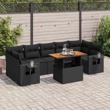   vidaXL 8 részes fekete polyrattan kerti ülőgarnitúra párnákkal