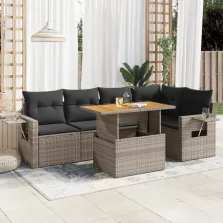   vidaXL 6 részes szürke polyrattan kerti ülőgarnitúra párnákkal