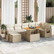   vidaXL 8 részes bézs polyrattan kerti ülőgarnitúra párnával