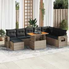   vidaXL 9 részes szürke polyrattan kerti ülőgarnitúra párnákkal