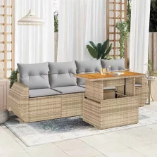   vidaXL 5 részes bézs polyrattan kerti ülőgarnitúra párnákkal