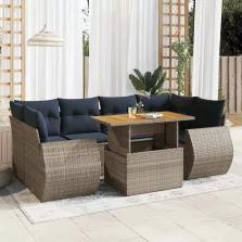   vidaXL 7 részes szürke polyrattan kerti ülőgarnitúra párnákkal
