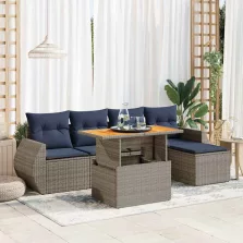   vidaXL 6 részes szürke polyrattan kerti ülőgarnitúra párnákkal