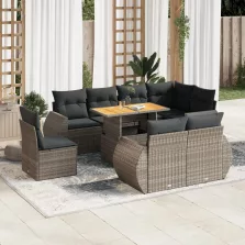  vidaXL 9 részes szürke polyrattan kerti ülőgarnitúra párnákkal