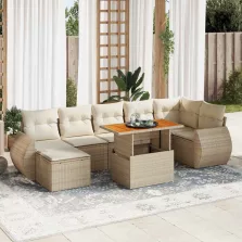   vidaXL 8 részes bézs polyrattan kerti ülőgarnitúra párnával