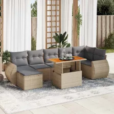   vidaXL 8 részes bézs polyrattan kerti ülőgarnitúra párnával