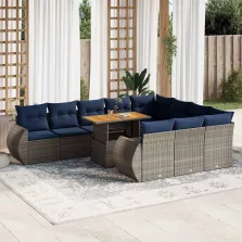   vidaXL 11 részes szürke polyrattan kerti ülőgarnitúra párnákkal