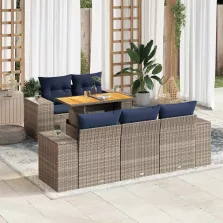   vidaXL 6 részes szürke polyrattan kerti ülőgarnitúra párnákkal