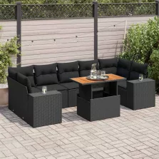   vidaXL 8 részes fekete polyrattan kerti ülőgarnitúra párnákkal