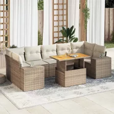   vidaXL 8 részes bézs polyrattan kerti ülőgarnitúra párnával