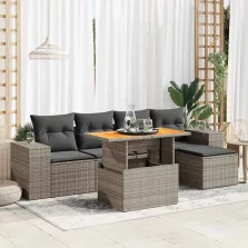   vidaXL 6 részes szürke polyrattan kerti ülőgarnitúra párnákkal