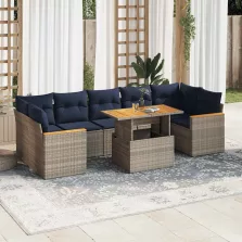   vidaXL 8 részes szürke polyrattan kerti ülőgarnitúra párnákkal
