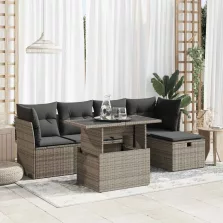   vidaXL 6 részes szürke polyrattan kerti ülőgarnitúra párnákkal