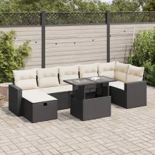   vidaXL 8 részes fekete polyrattan kerti ülőgarnitúra párnákkal
