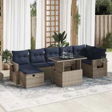   vidaXL 8 részes barna polyrattan akácfa kerti ülőgarnitúra párnákkal