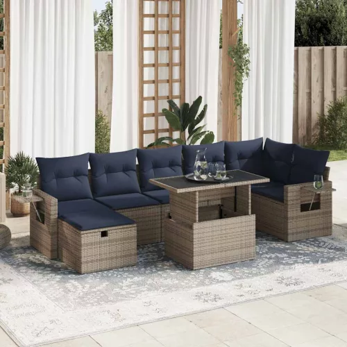 vidaXL 8 részes barna polyrattan akácfa kerti ülőgarnitúra párnákkal