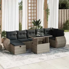   vidaXL 8 részes szürke polyrattan kerti ülőgarnitúra párnákkal