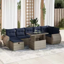   vidaXL 8 részes barna polyrattan akácfa kerti ülőgarnitúra párnákkal
