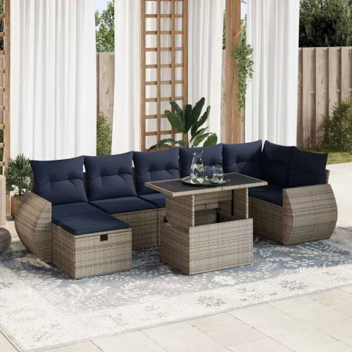 vidaXL 8 részes barna polyrattan akácfa kerti ülőgarnitúra párnákkal
