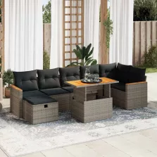   vidaXL 5 részes szürke polyrattan kerti ülőgarnitúra párnákkal