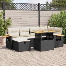   vidaXL 8 részes fekete polyrattan kerti ülőgarnitúra párnákkal