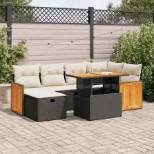  vidaXL 8 részes fekete polyrattan kerti ülőgarnitúra párnákkal