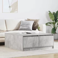   vidaXL betonszürke dohányzóasztal fiókokkal 100x100x40 cm