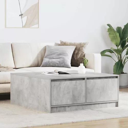 vidaXL betonszürke dohányzóasztal fiókokkal 100x100x40 cm