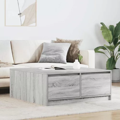 vidaXL szürke sonoma dohányzóasztal fiókokkal 100x100x40 cm