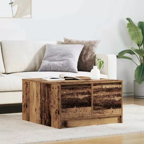 vidaXL antik fa dohányzóasztal fiókokkal 70,5x70x40 cm