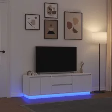 vidaXL fehér TV-szekrény LED-lámpákkal 160,5x41x50 cm